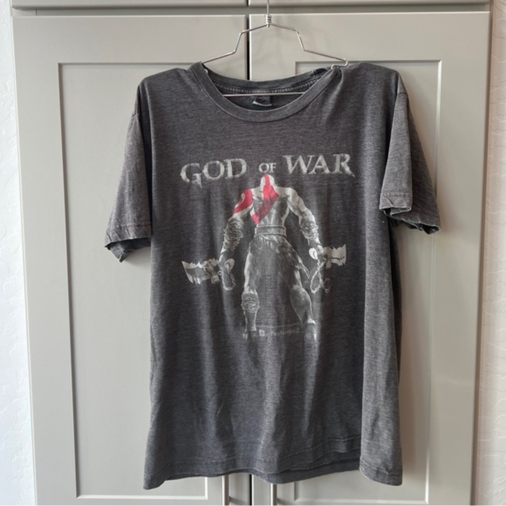Vintage 2007 Mens Large God of War Playstation 2 Video Game Promo T-Shirt Gray - Picture 1 of 8